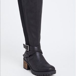Torrid Wide-Calf Black Moro Knee-High Boots